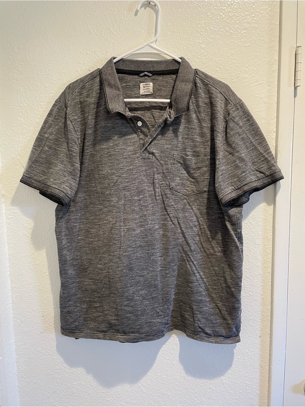 Hard Yakka Men's XL Gray Space Dye Australian Cotton Pocket Polo Shirt